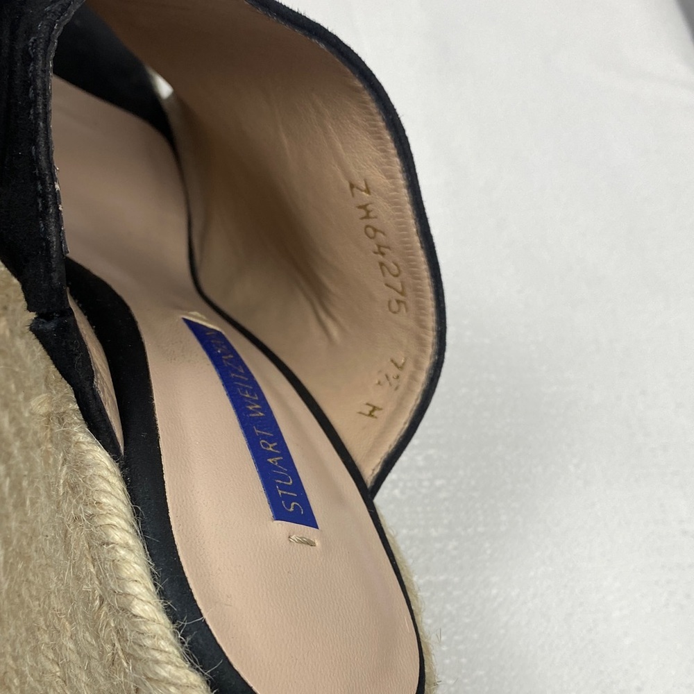 Stuart Weitzman Black Espadrille Wedges Size 7.5 M - Picture 14 of 16
